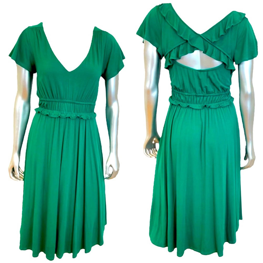 ANTHROPOLOGIE Green Short Sleeve MIDI Dress